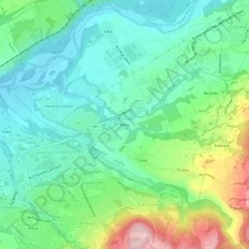 Mappa topografica Refos, altitudine, rilievo
