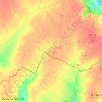 Mappa topografica Fosse-Martin, altitudine, rilievo