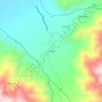 Mappa topografica Andap, altitudine, rilievo