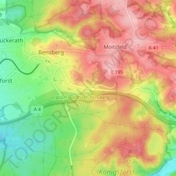 Mappa topografica Bockenberg, altitudine, rilievo