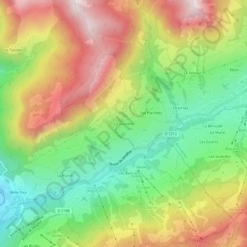 Mappa topografica La Touvière, altitudine, rilievo