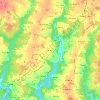 Mappa topografica Paradol, altitudine, rilievo