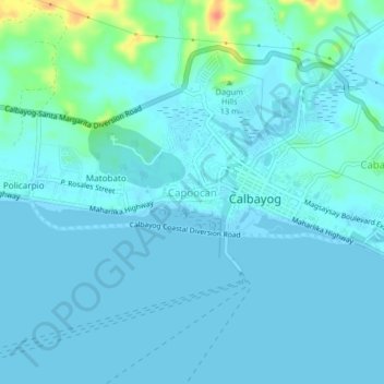 Mappa topografica Capoocan, altitudine, rilievo