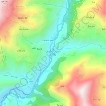 Mappa topografica Chandrapuri (001), altitudine, rilievo