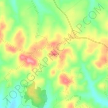 Mappa topografica Heggodu, altitudine, rilievo