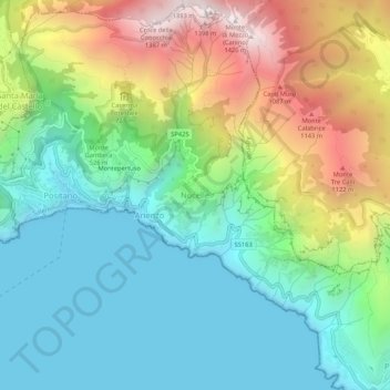 Mappa topografica Nocelle, altitudine, rilievo