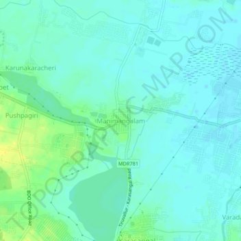 Mappa topografica Manimangalam, altitudine, rilievo