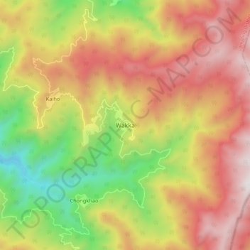 Mappa topografica Wakka, altitudine, rilievo