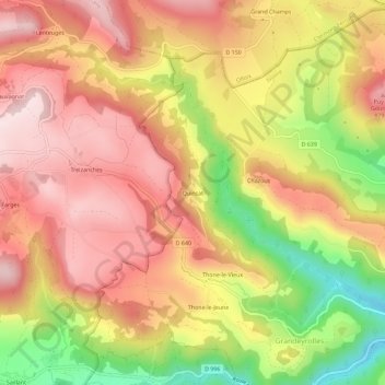 Mappa topografica Quinsat, altitudine, rilievo