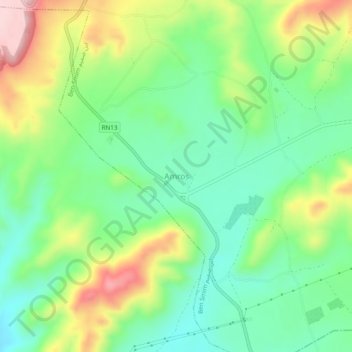Mappa topografica Amros, altitudine, rilievo