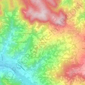 Mappa topografica Cà del Vento, altitudine, rilievo
