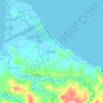 Mappa topografica Namao, altitudine, rilievo