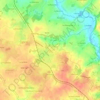 Mappa topografica Nesmy, altitudine, rilievo
