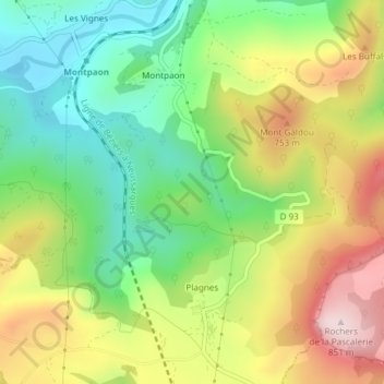 Mappa topografica Les Cluges, altitudine, rilievo