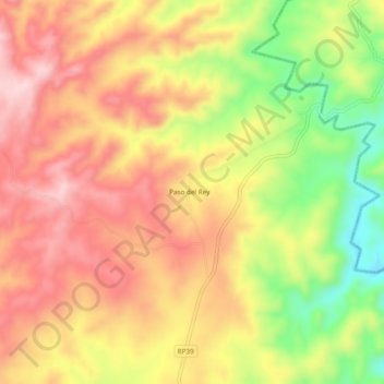 Mappa topografica Paso del Rey, altitudine, rilievo