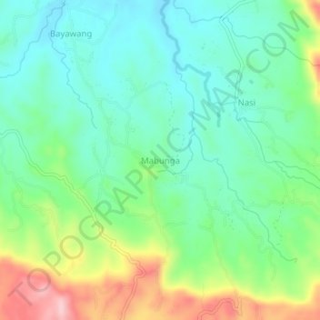 Mappa topografica Mabunga, altitudine, rilievo