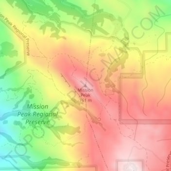Mappa topografica Mission Peak, altitudine, rilievo