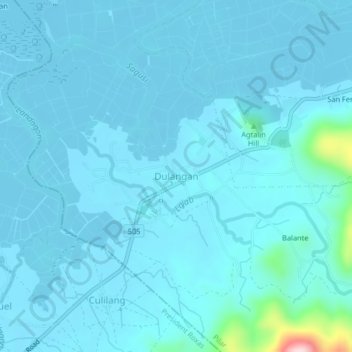 Mappa topografica Dulangan, altitudine, rilievo