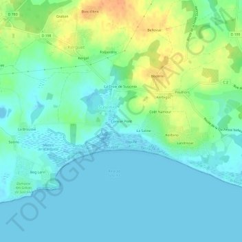 Mappa topografica Corn er Pont, altitudine, rilievo