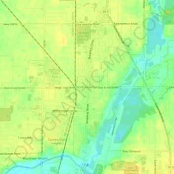 Mappa topografica North Anderson, altitudine, rilievo