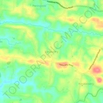Mappa topografica Vadassery, altitudine, rilievo
