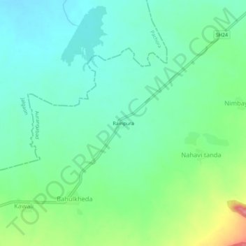 Mappa topografica Rampura, altitudine, rilievo