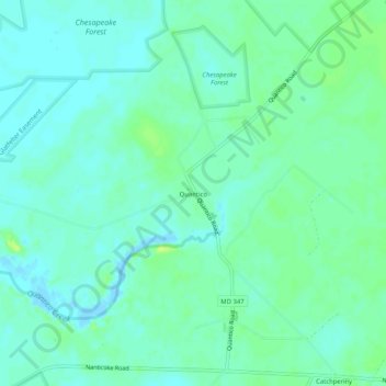 Mappa topografica Quantico, altitudine, rilievo