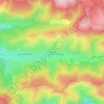 Mappa topografica Masméjean, altitudine, rilievo
