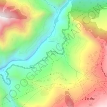 Mappa topografica Jeori, altitudine, rilievo