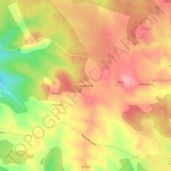 Mappa topografica Genebrières, altitudine, rilievo