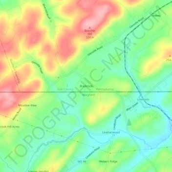 Mappa topografica Blackrock, altitudine, rilievo