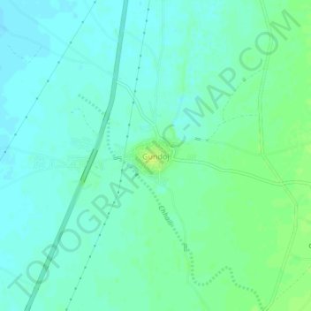 Mappa topografica Gundoj, altitudine, rilievo