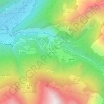 Mappa topografica Les Combes, altitudine, rilievo