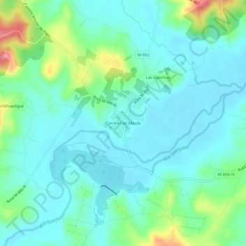 Mappa topografica Coronel de Maule, altitudine, rilievo