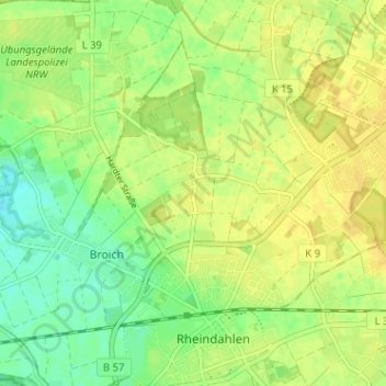 Mappa topografica Gerkerath, altitudine, rilievo