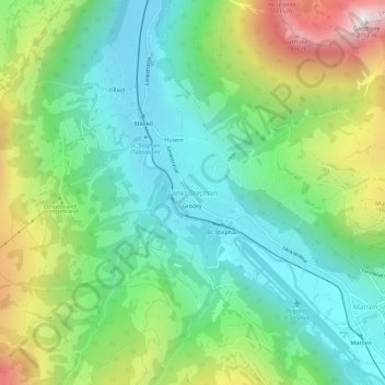 Mappa topografica Saint-Étienne, altitudine, rilievo
