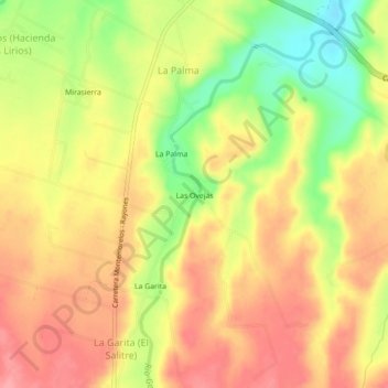 Mappa topografica Las Ovejas, altitudine, rilievo