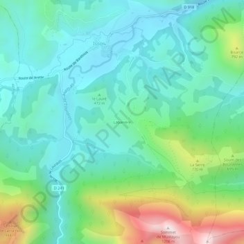 Mappa topografica Labarrère, altitudine, rilievo