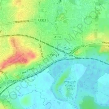 Mappa topografica Vange, altitudine, rilievo