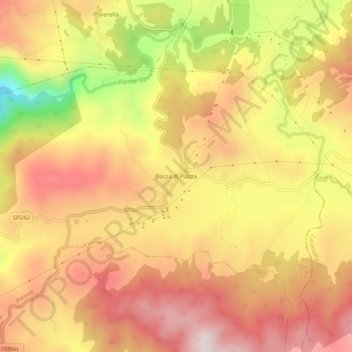Mappa topografica Bocca di Piazza, altitudine, rilievo