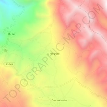 Mappa topografica El Progreso, altitudine, rilievo