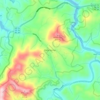 Mappa topografica Maple Springs, altitudine, rilievo