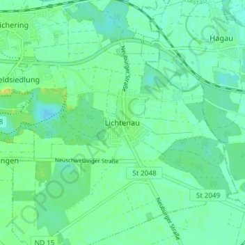 Mappa topografica Lichtenau, altitudine, rilievo