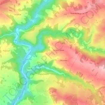 Mappa topografica Le Bas-Sinsac, altitudine, rilievo