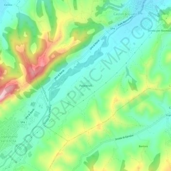 Mappa topografica Pallastrelli, altitudine, rilievo