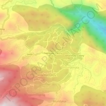 Mappa topografica Neelikkap Colony, altitudine, rilievo