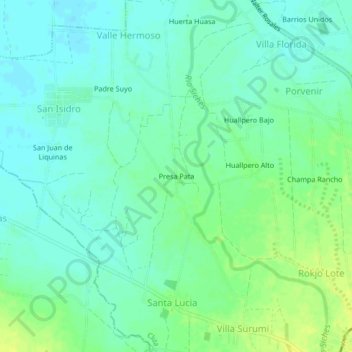 Mappa topografica Presa Pata, altitudine, rilievo