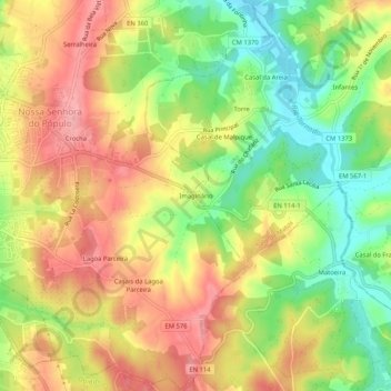 Mappa topografica Imaginário, altitudine, rilievo