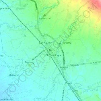 Mappa topografica Pili, altitudine, rilievo