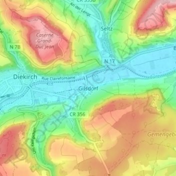 Mappa topografica Gilsdorf, altitudine, rilievo